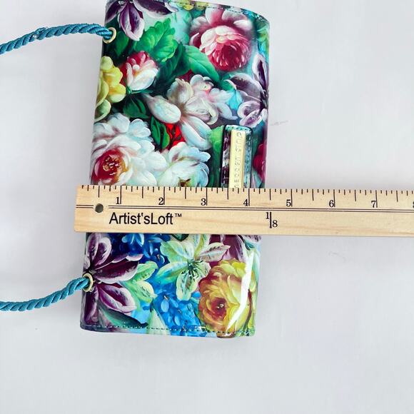 MADDEN GIRL FLORAL PATTEN LEATHER DOUBLE ENVELOPE CROSSBODY CLUTCH WALLET PURSE - Picture 11 of 12